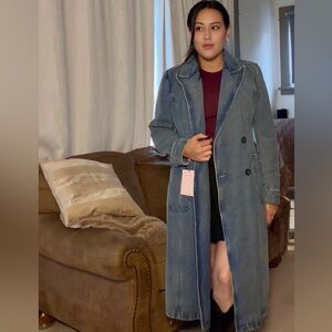 Avec Les Filles Blue Denim Long Jacket